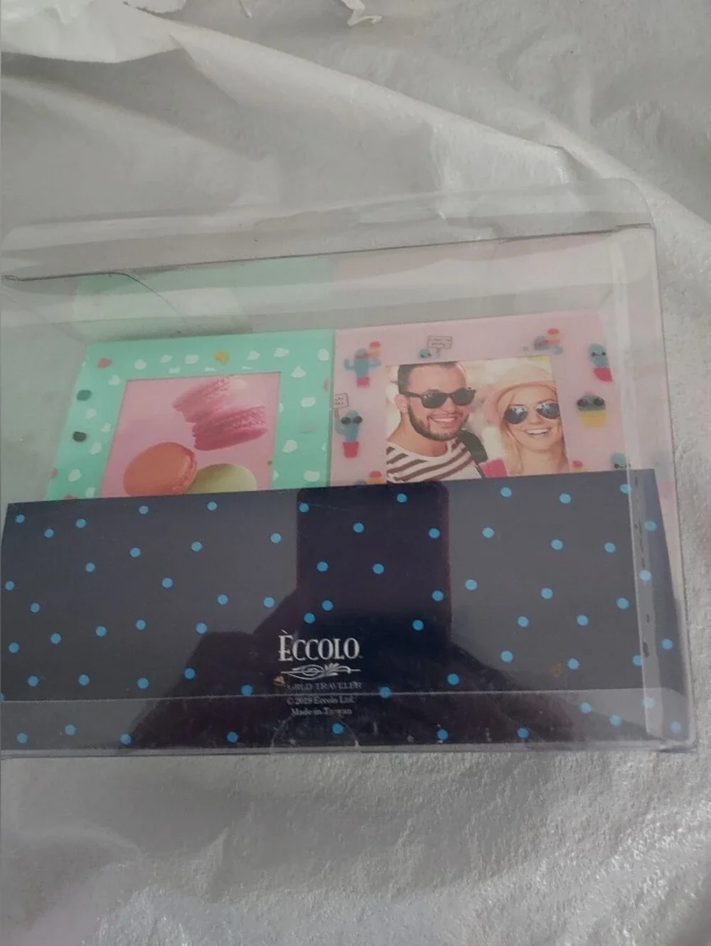 Set of 2 Mini Easel Photo Frames - Pink & Mint Polka Dot